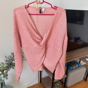 H&M pink twisted front sweater - size medium